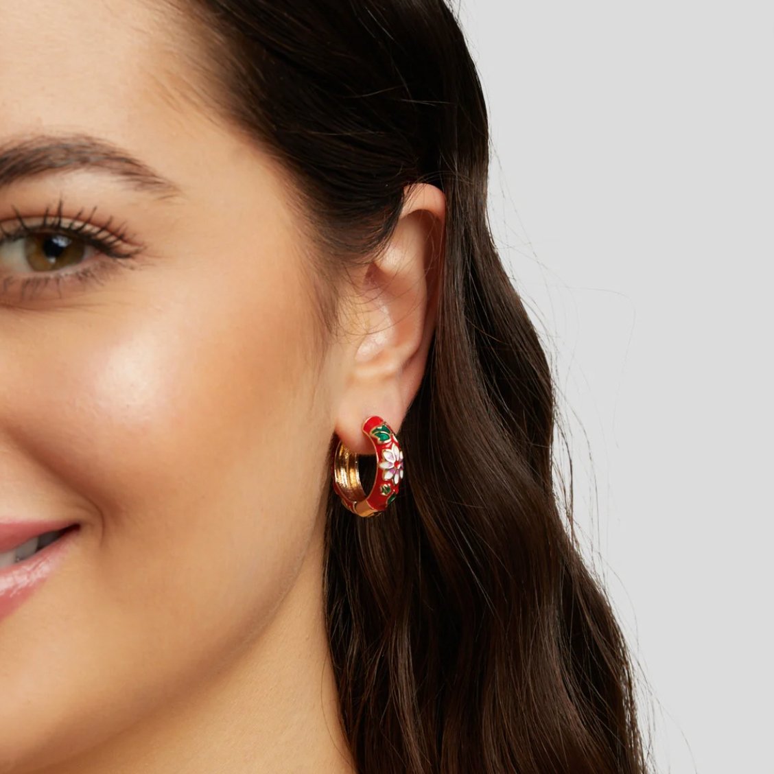 Gold-Tone Hoop Flower Earrings