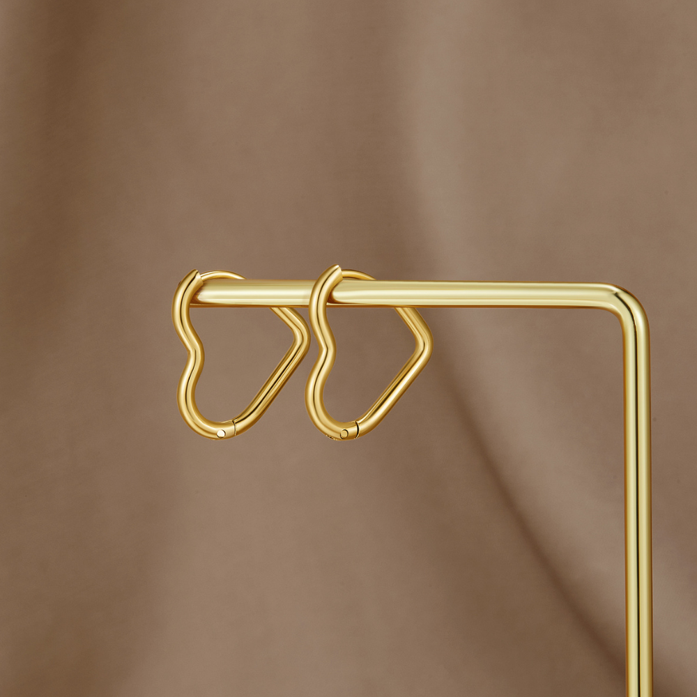 Heart Gold-Tone Hoops