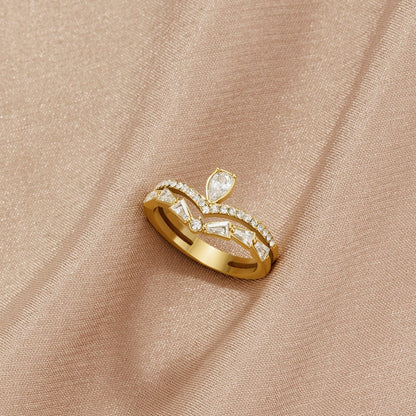 Gold-Tone Lilly Crystal Ring