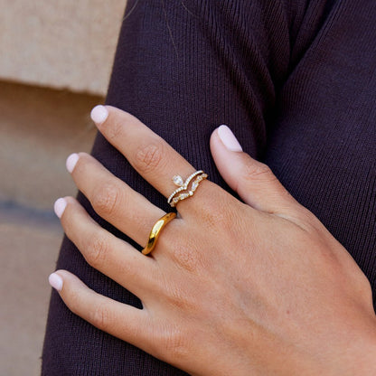Gold-Tone Lilly Crystal Ring