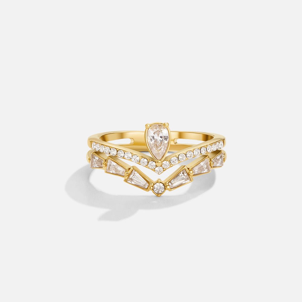 Gold-Tone Lilly Crystal Ring