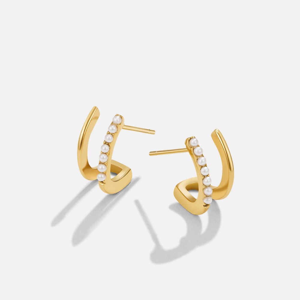Gold-Tone & Pearl Claw Earrings