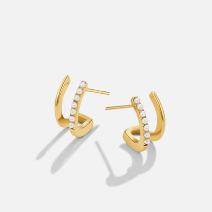 Gold-Tone & Pearl Claw Earrings