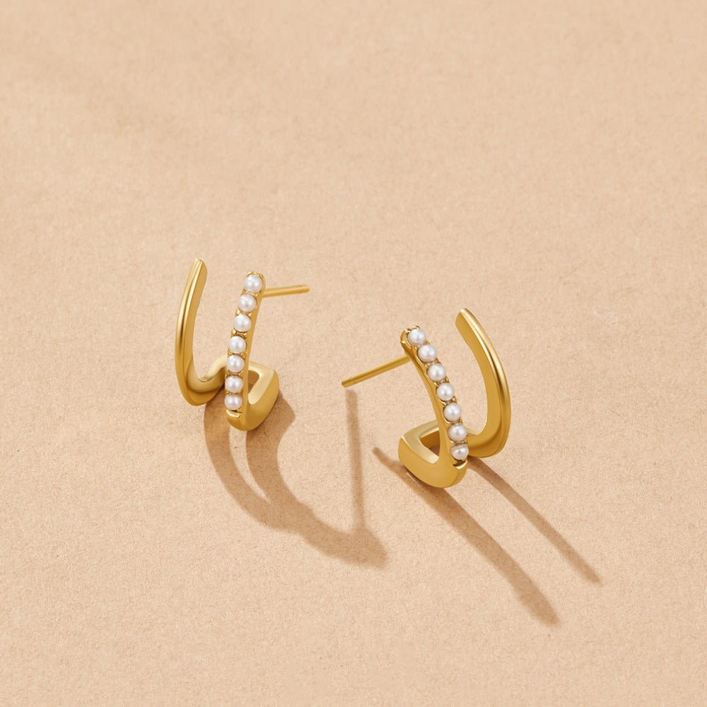 Gold-Tone & Pearl Claw Earrings