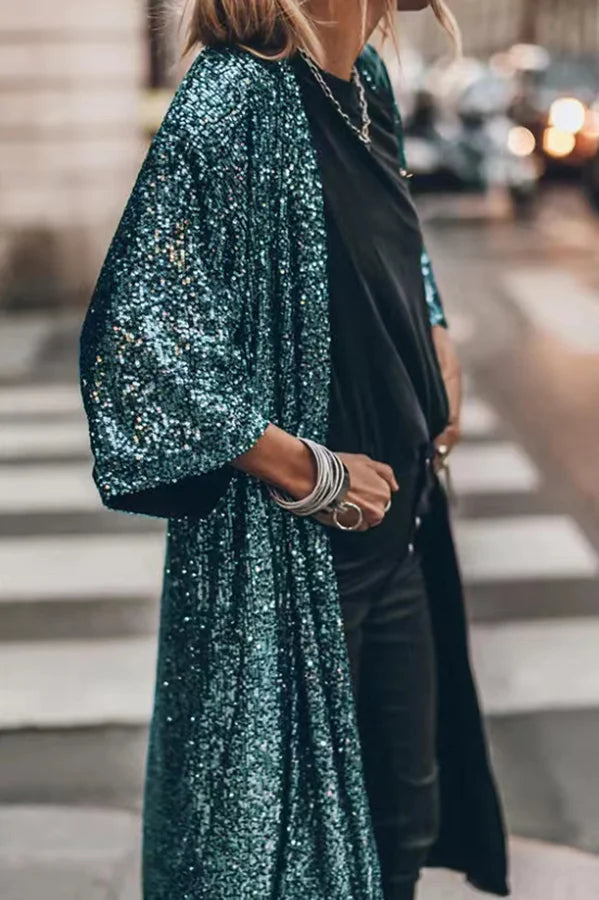 Windproof Knitted Vest with Sparkling Sequins