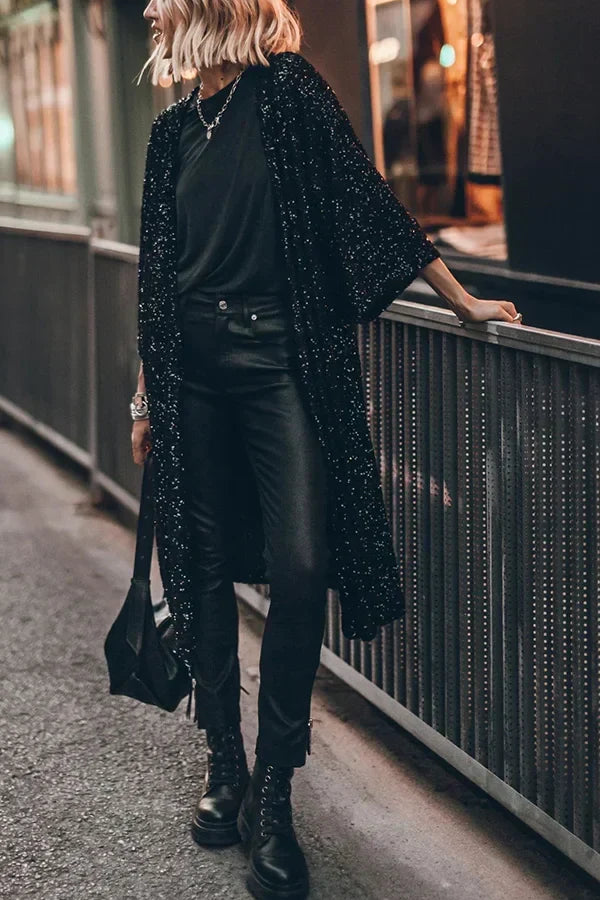 Windproof Knitted Vest with Sparkling Sequins