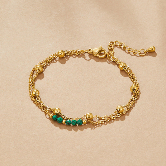 Alfa Malachite-Green Bead Bracelet