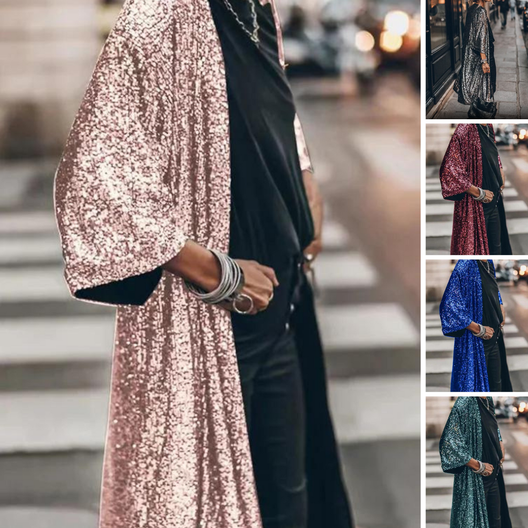 Windproof Knitted Vest with Sparkling Sequins