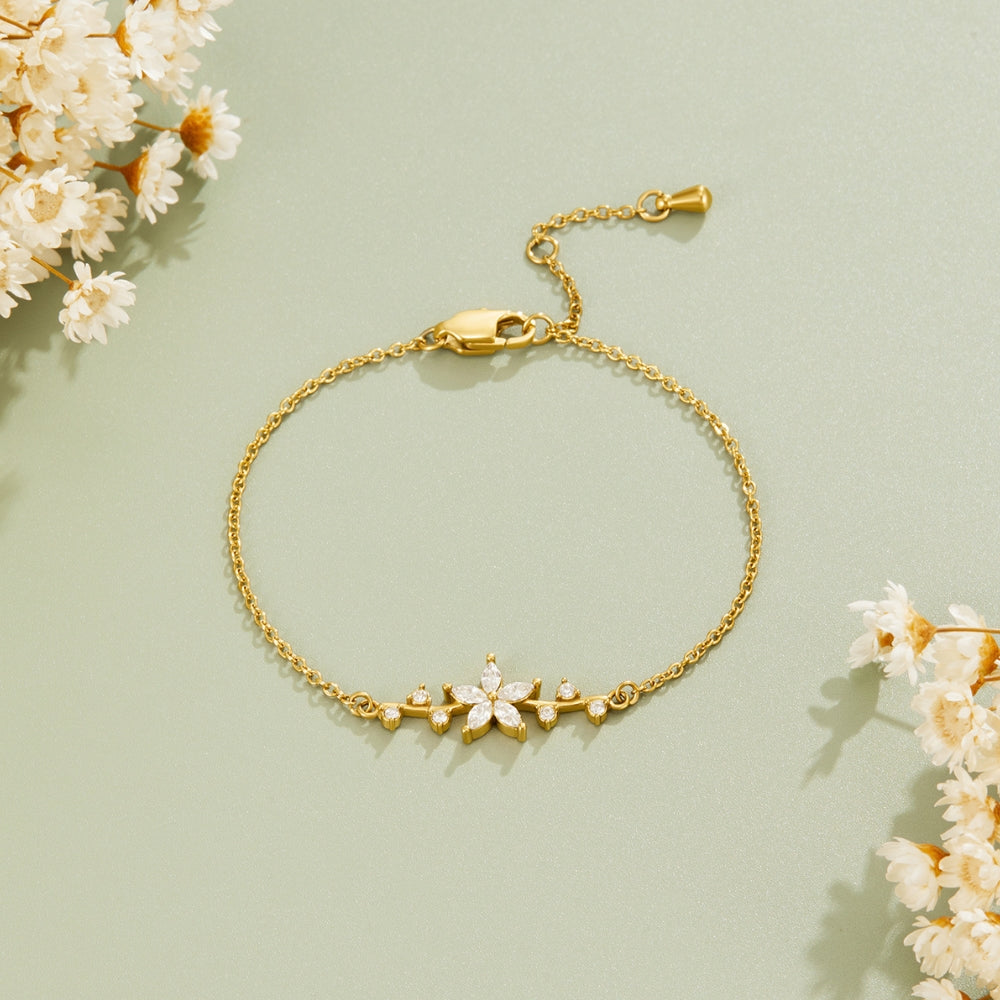 Crystal Flower Gold-Tone Bracelet