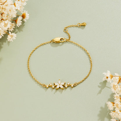 Crystal Flower Gold-Tone Bracelet