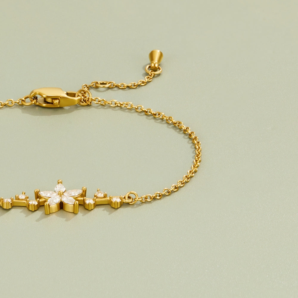 Crystal Flower Gold-Tone Bracelet