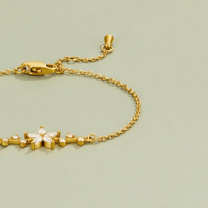 Crystal Flower Gold-Tone Bracelet