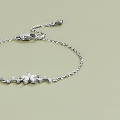 Crystal Flower Silver-Tone Bracelet