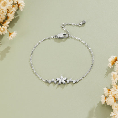 Crystal Flower Silver-Tone Bracelet