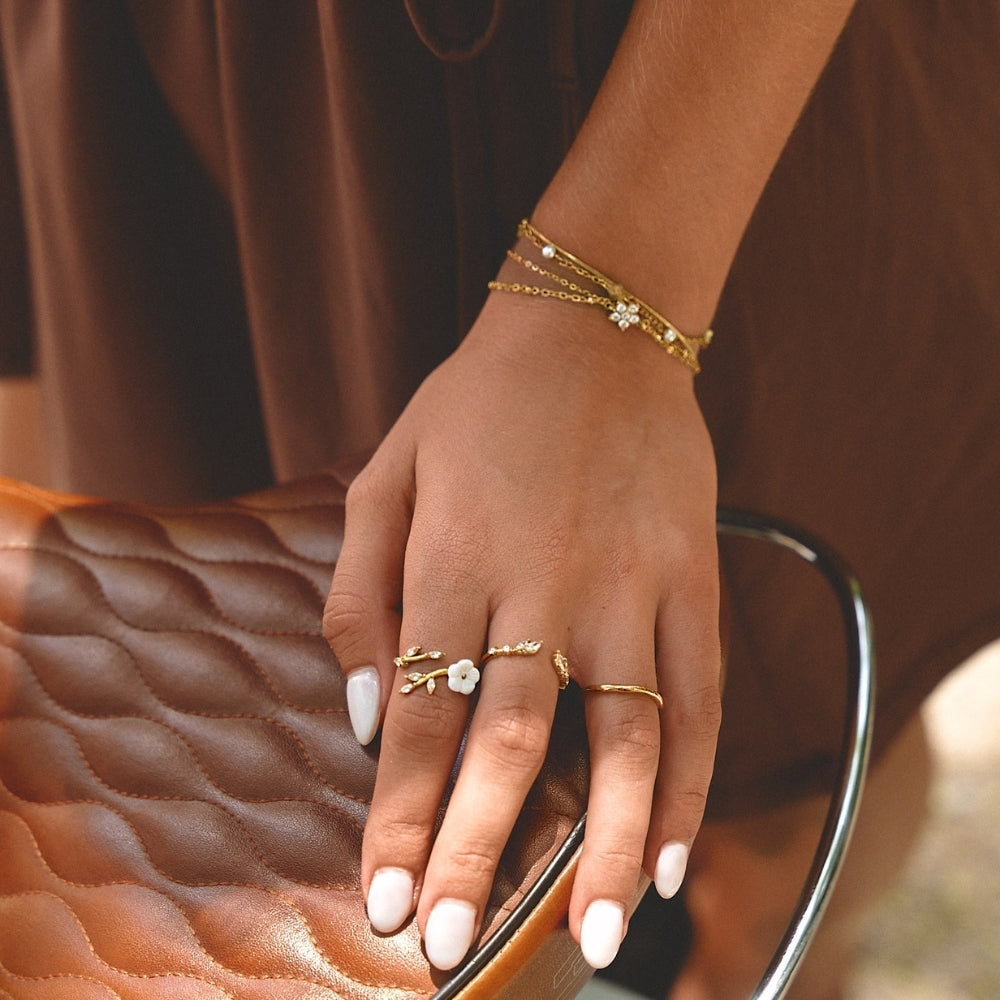 Elara Crystal Bloom Gold-Tone Bracelet