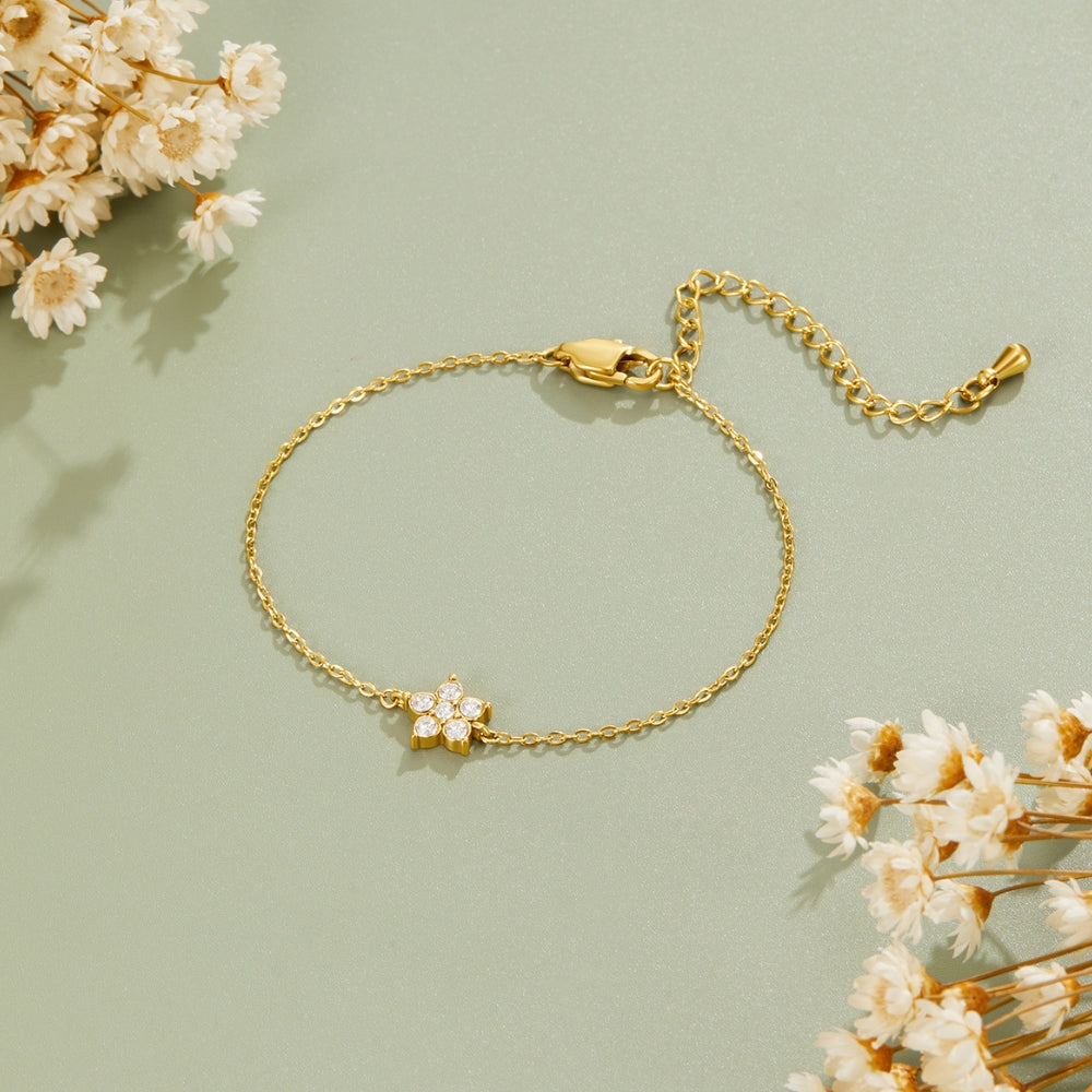 Elara Crystal Bloom Gold-Tone Bracelet