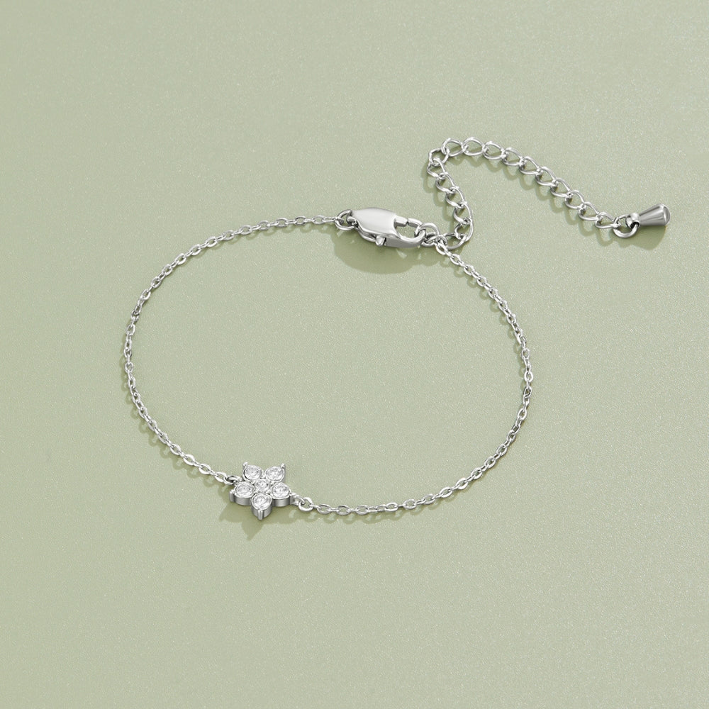 Elara Crystal Bloom Silver-Tone Bracelet