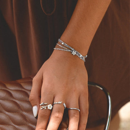 Elara Crystal Bloom Silver-Tone Bracelet