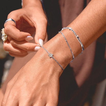 Elara Crystal Bloom Silver-Tone Bracelet