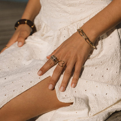 'Forever' Link Crystal & Gold-Tone Ring