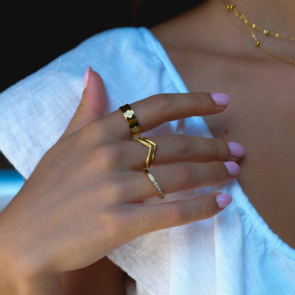 Gold-Tone Crystal Clover Band Ring