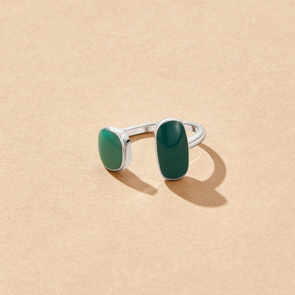 Green Willow Silver-Tone Wrap Ring