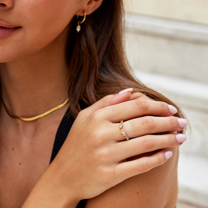 Lily Crystal Gold-Tone Vine Ring