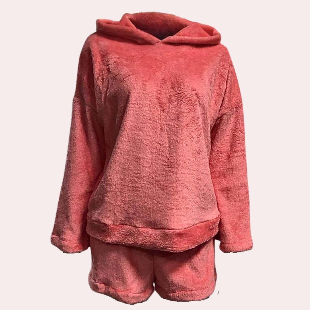 Fleece Lounge Pajama Set Women with Hood