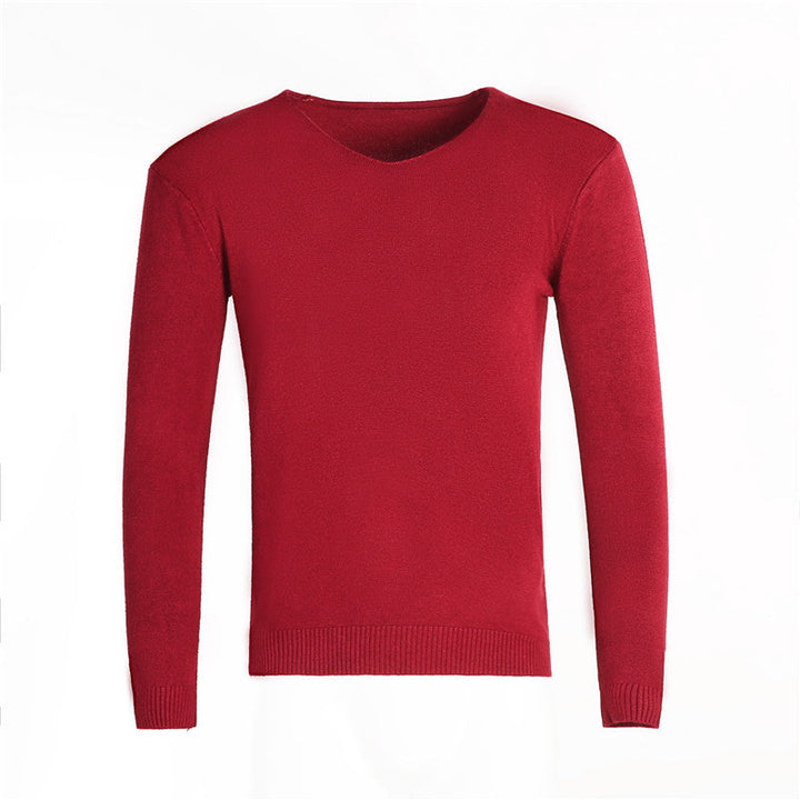 Men's Fine V-neck Sweater made of Cotton-merino Blend with a Slim Silhouette