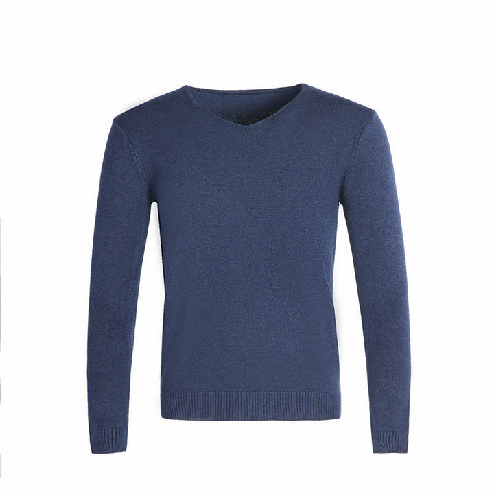 Men's Fine V-neck Sweater made of Cotton-merino Blend with a Slim Silhouette