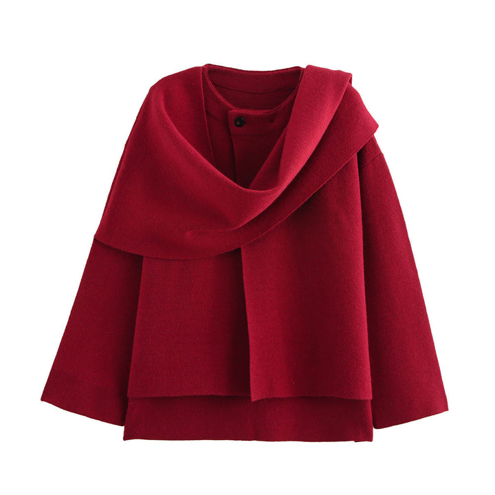 Women Asymmetrical Poncho-like Jacket made of Soft Material