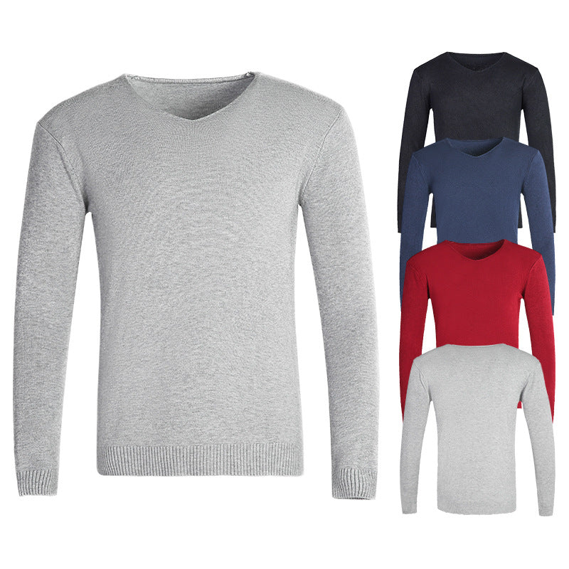 Men's Fine V-neck Sweater made of Cotton-merino Blend with a Slim Silhouette