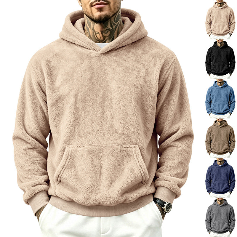 Men's Cozy Fleece Hoodie with Kangaroo Pocket and Ribbed Hem