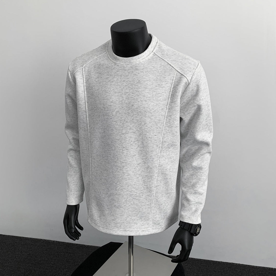 Men's Sweatshirt with Structured Seam Details and Round Neck