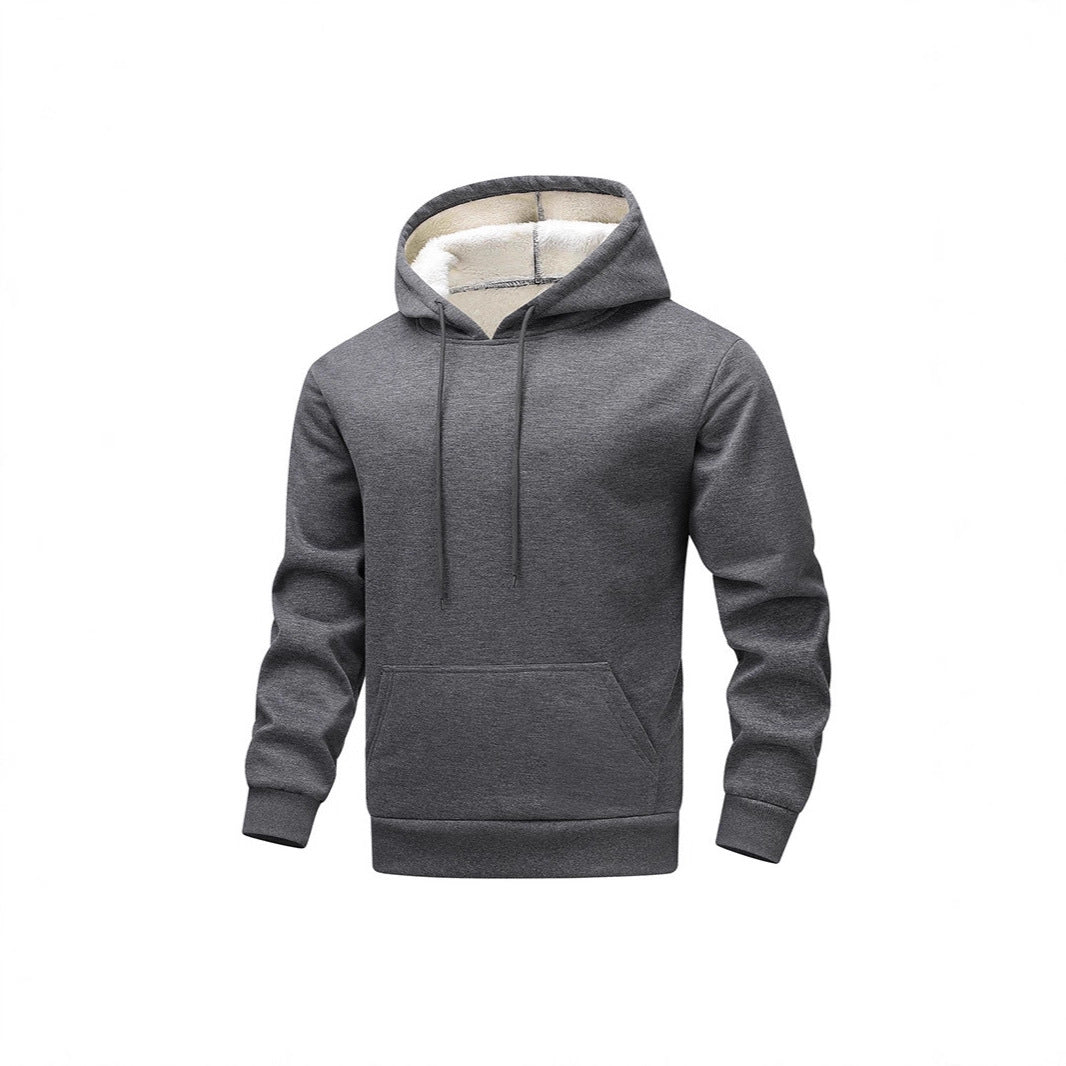 Men's Fleece Hoodie with Sherpa Lining and Kangaroo Pocket