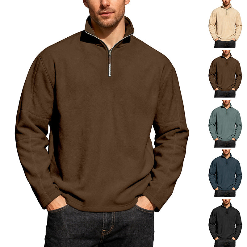 Men's Lightweight Microfleece Performance Pullover with Short Zipper Raglan Sleeves and Shaping Seams