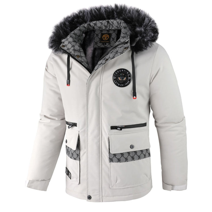 Men's Urban Thermal Parka with Removable Faux Fur Hood, Quilted Inner Lining and Multifunctional Front Pockets