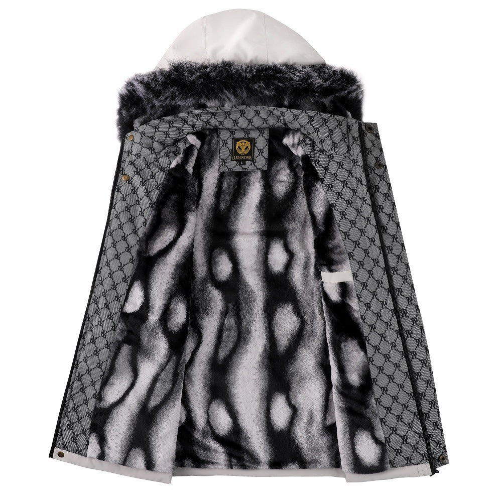 Men's Urban Thermal Parka with Removable Faux Fur Hood, Quilted Inner Lining and Multifunctional Front Pockets
