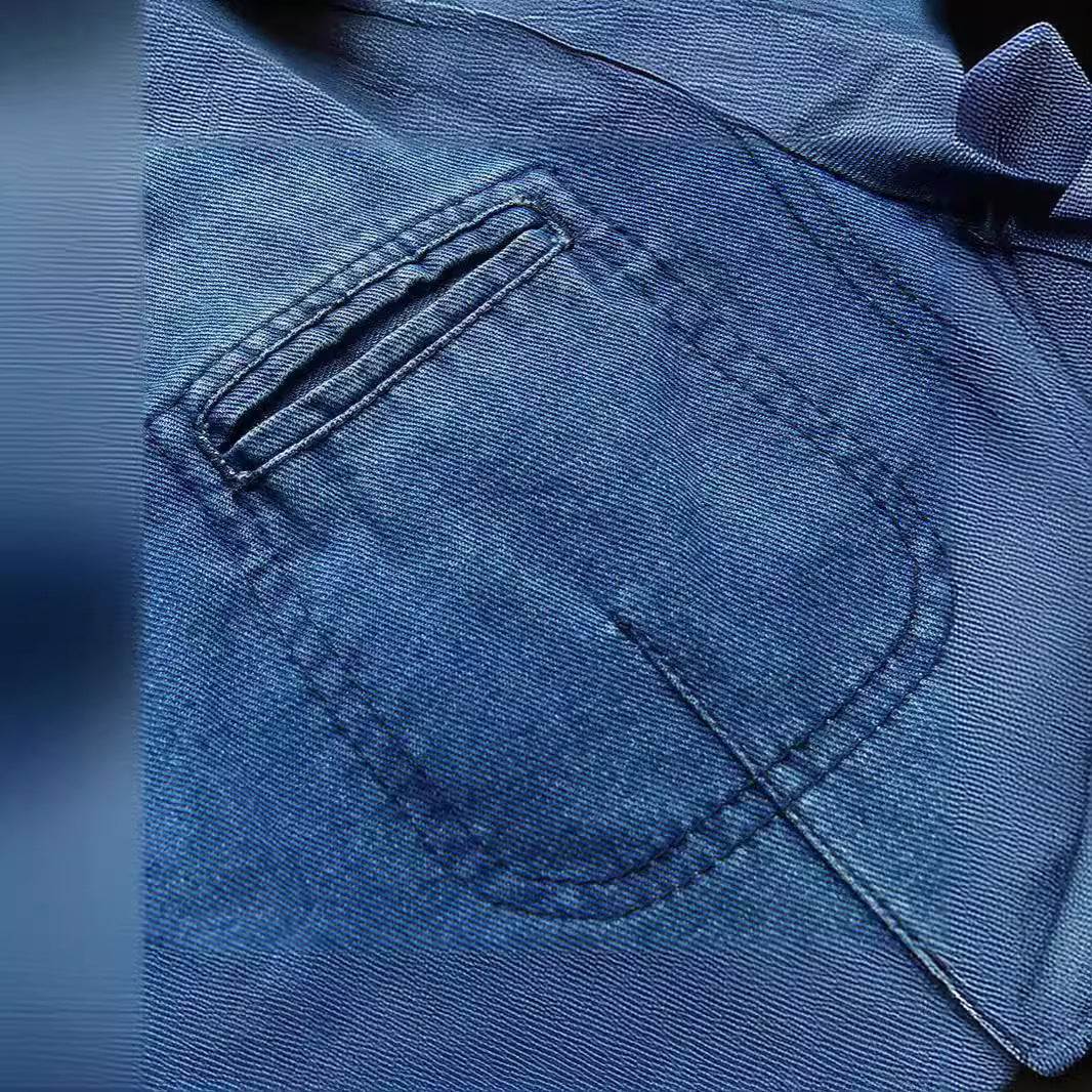 Men's Denim Blazer in a Loose Fit with Lapel Collar and Patch Pockets