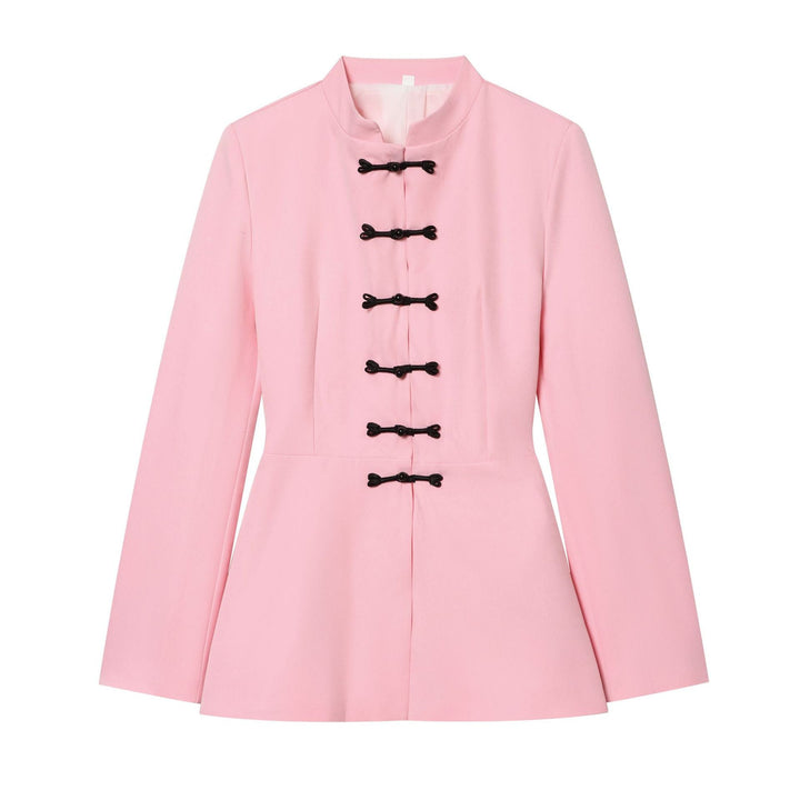 Women's Jacket with Stand-up Collar and Chinese Toggle Closures