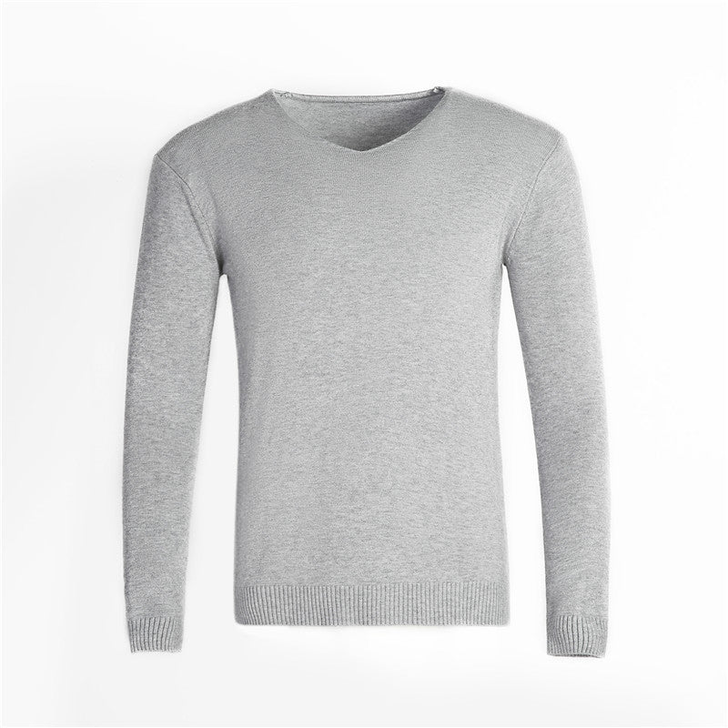 Men's Fine V-neck Sweater made of Cotton-merino Blend with a Slim Silhouette
