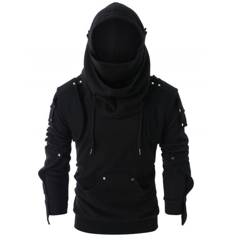 Men's Stylish Hoodie with Innovative Collar and Practical Pockets