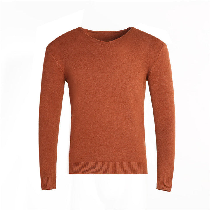 Men's Fine V-neck Sweater made of Cotton-merino Blend with a Slim Silhouette