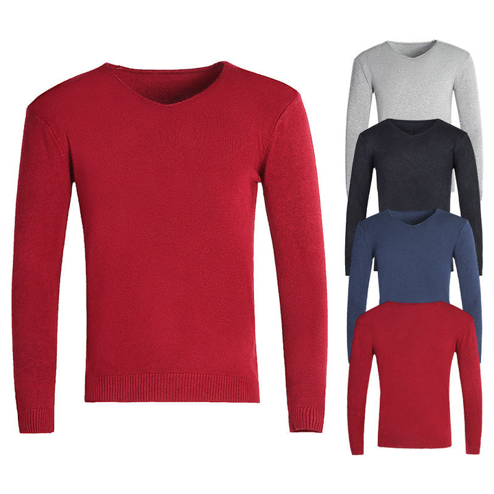 Men's Fine V-neck Sweater made of Cotton-merino Blend with a Slim Silhouette
