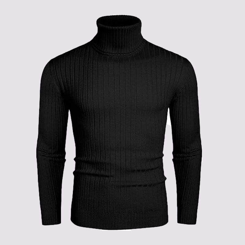 Men's Ribbed Fine-knit Turtleneck Sweater Slim Fit