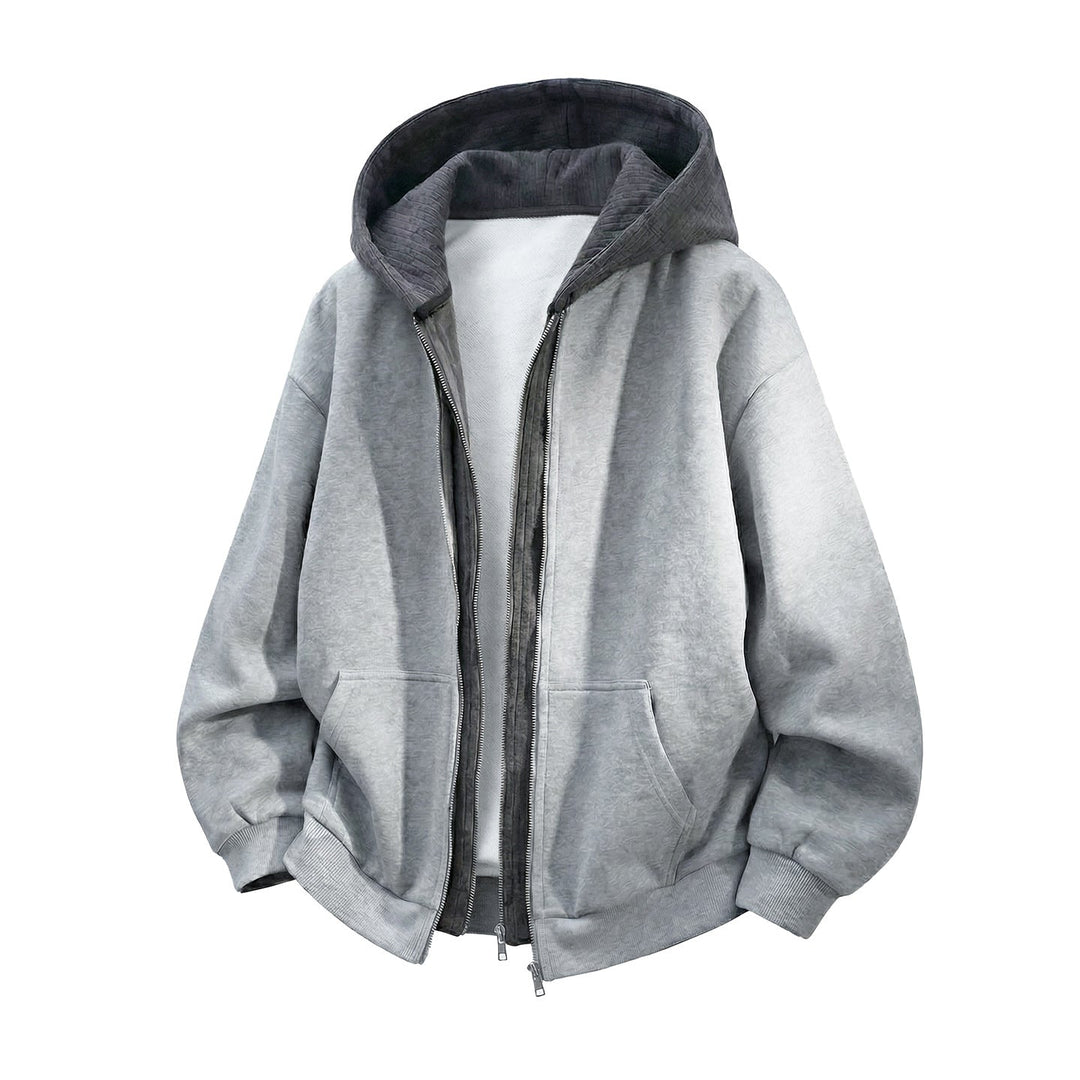 Unisex Oversized Hoodie with Double Zipper and Kangaroo Pocket