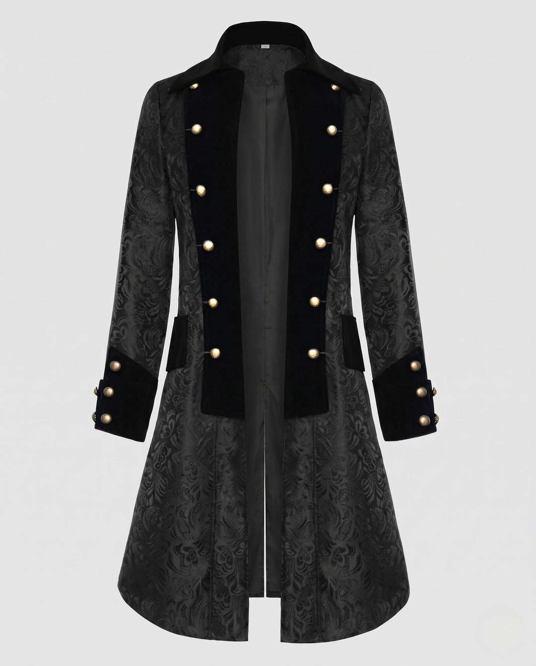 Women's Historical Tailcoat with Elaborate Embellishments and Elegant Button Details