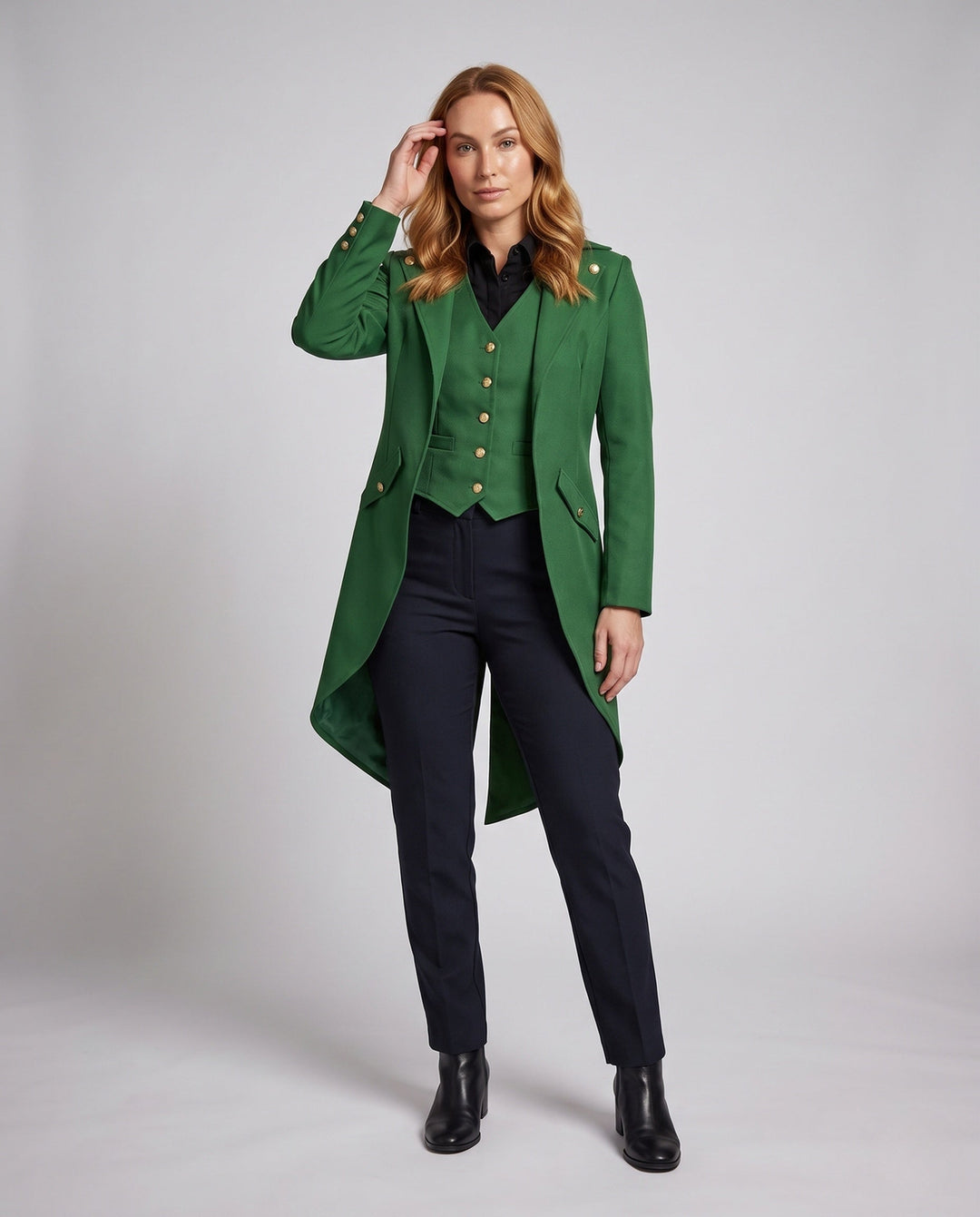 Women's Vintage-style Costume Jacket with Asymmetrical Hem