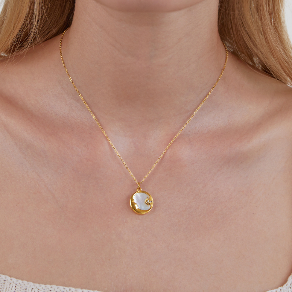 Dreaming in the Clouds Moon & Star Necklace