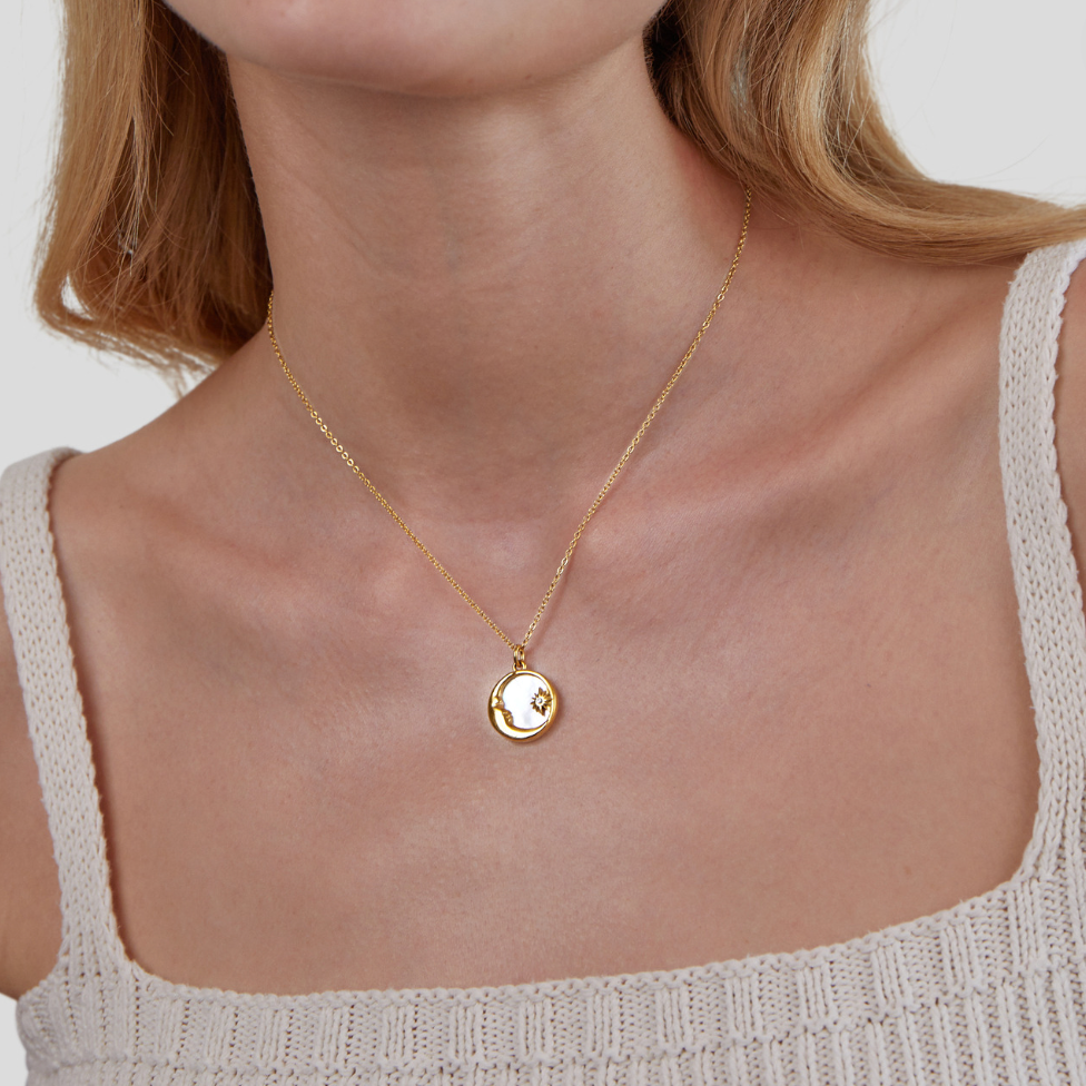 Dreaming in the Clouds Moon & Star Necklace